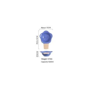Girl Heart Ceramic High Leg Fruit And Dessert Bowl Spoon (Option: Purplish Blue Ice Cream Bowl)