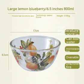 Household High Temperature Resistant Pattern Glass Bowl (Option: Lemon Blueberry-L)