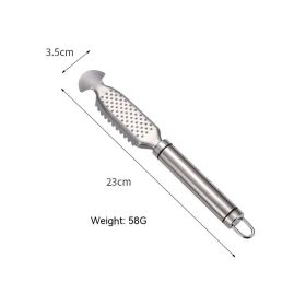 Fish Scale Planer Fish Scale Peeler Stainless Steel Gadget For Scraping Fish Scales Scale Device Scale Scale Brush Household Tool Fish Knife (Option: With Ginger Mill Double Handle)