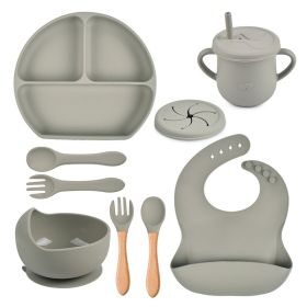 Silicone Solid Color Babies' Tableware Set (Option: Y22-B)