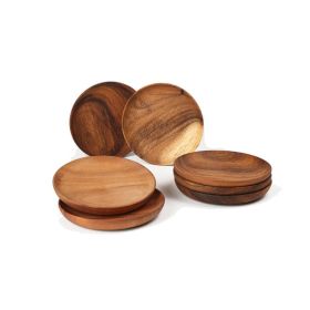 Walnut Japanese Round Tableware Wood Dish (Option: Wood Color-25cm)
